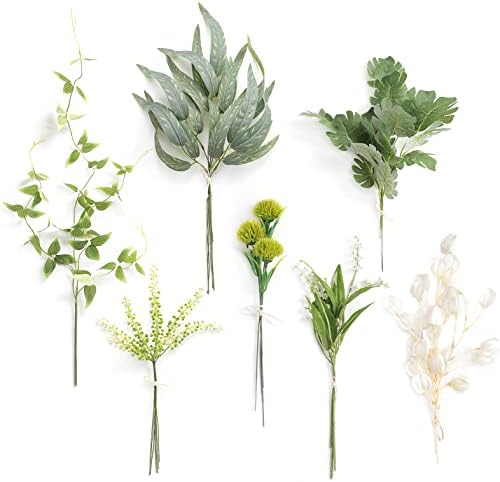 Caixa de spray de vegetação artificial da Flora Serra Conjunto com 6 tipos de enchimento verde dourado para peças centrais