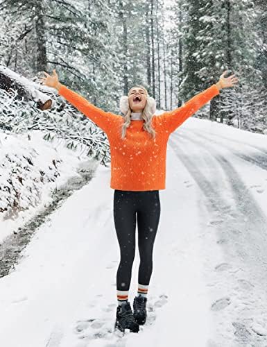 Crz Yoga Térmico lã Aldeadas alinhadas Mulheres 28 '' - Winter Warm High Wisting Calças com bolsos, trepadeiras correndo meias