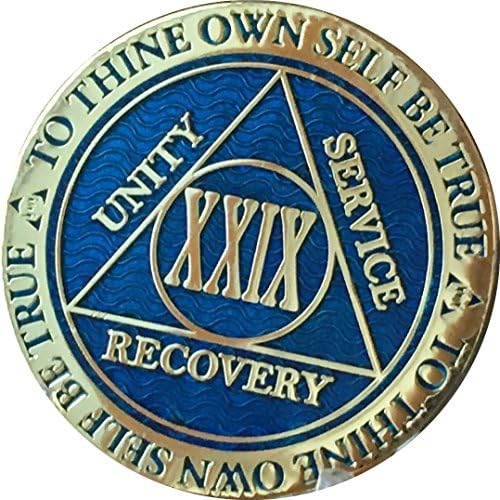 RecoveryChip 29 anos reflexo azul azul AA Medallion alcoólicos chip anônimo