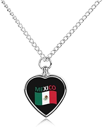 Bandeira do colar de urna do México para cinzas Colar cardíaco Penamento de jóias de cremação para homens pendentes para homens