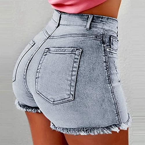 Jeans curto para mulheres na cintura alta elástica de tamanho de bunda quente