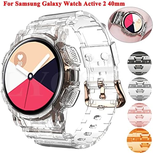 Wikuna TPU Watchband +Caso para Samsung Galaxy Active 2 40mm Sport tiras transparentes capa completa Correa relógio Active2 Bracelet