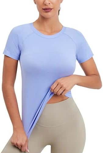 Camisas de treino Mathcat para mulheres, tops para mulheres de manga curta, camisetas atléticas de ioga sem costura, camisas de ginástica