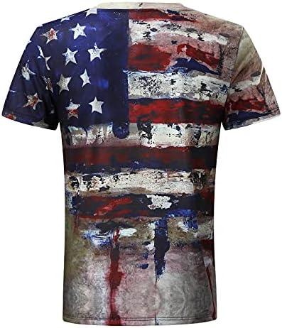 Xxvr masculino masculino American bandeira American T-shirt Independence Dia 3D Impressão digital Tops de verão Casual de manga