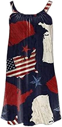 4º de julho Casual Summer Summer Beach Dress for Women USA Flag bohemian vestido sem mangas colher pescoço fluxo mini