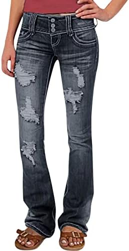 Viyableling Jeans de cintura alta para mulheres, calças de jeans femininas de namorado feminino angustiado