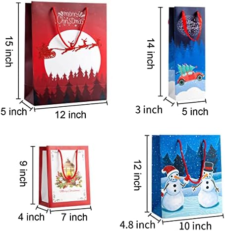 Joyin 18 PCs Christmas embrulhando bolsas de presente 12 tamanhos de design variados para embrulhar presentes de Natal