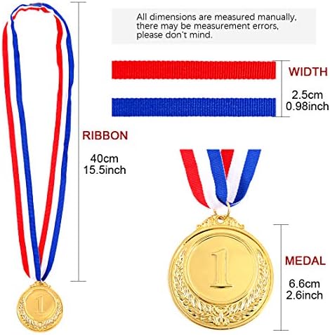 Swpeet Metal Gold Silver Bronze Award Medalhas com fita, medalhas de vencedor de estilo olímpico para crianças infantis, salas de aula, jogos de escritório e esportes - 1º 2º 3º lugar