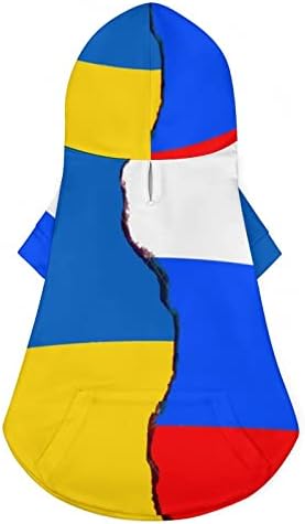 Bandeira russa e ucraniana Capuz de moletom moletom molho macio para casaco com capuz para gato de cachorro