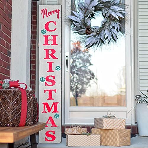 Estêncil de Natal para pintar em madeira reutilizável - Natal vertical e deixe -o signo de neve - grandes estênceis de férias para artesanato, estêncil Feliz Natal e um estêncil de crença, materiais artesanais de Natal