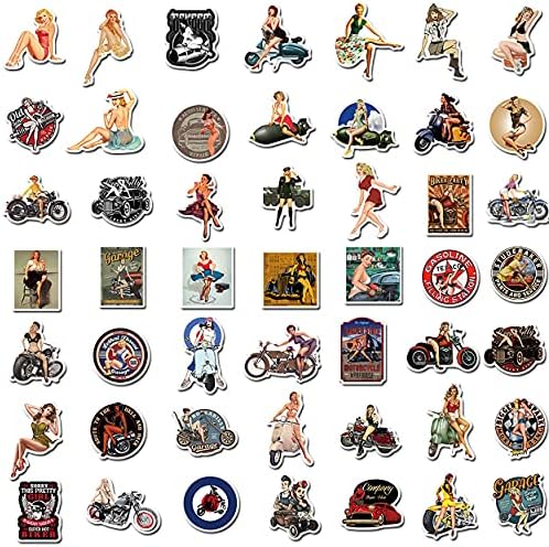 100pcs Sexy Pinup Girl adesivos, pacote de adesivos para motocicletas retrô para adultos, adesivos vintage à prova d'água