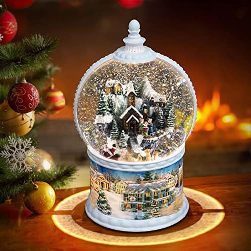 10.2 H Globos de neve de tamanho grande de Natal com caixa de música, incluindo 8 músicas, Xmas iluminou Big Glitter Snow Globes
