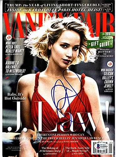 Jennifer Lawrence assinou autografado Vanity Fair Magazine + Beckett Bas Coa - Autenticação Beckett - Revistas de cinema
