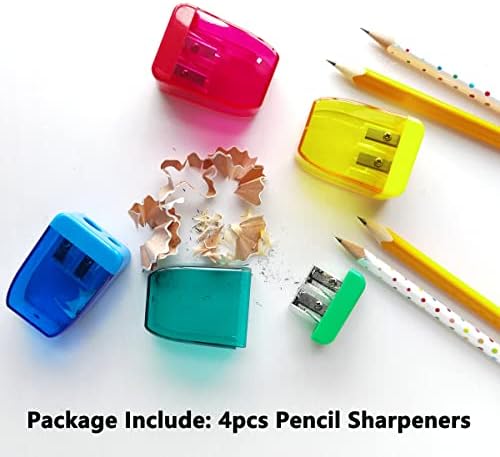 Manual de Austark 4pcs lápis Sharpners para crianças adultos, duplo furo pequeno e pequeno apontador para escolar