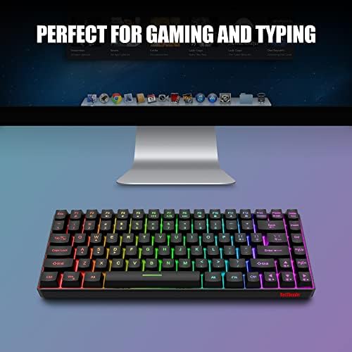 Redthunder K84 Teclado de mini jogos, 75% de teclado com sentido mecânico de TKL Ultra Compact com efeitos de iluminação LED RGB