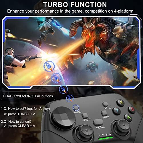 Mobile Gaming Controller, controlador sem fio para gamepad para iPhone/iOS/Android/PC/Steam com suporte para telefone, Turbo,