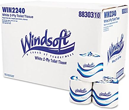 Windsoft Facial Quality Hanit Fibidue, 4 1/2 x 3, 500/roll, 2 -Ply, branco - inclui 48 rolos de papel higiênico.