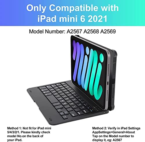 ipad mini 6 estojo com teclado de 6ª geração de 8,3 polegadas Mini teclado com capa dura de 135 ° de marchas, porta-lápis, ultra-fino,