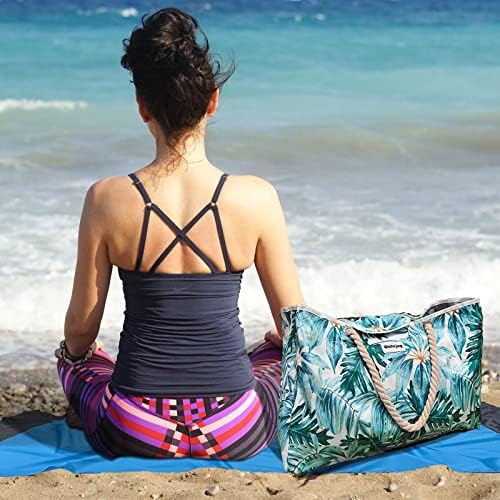 Sacola de sacola de praia para mulheres à prova d'água 22x15x6inChes com manta de praia Big Pool Bag para acessórios de viagens