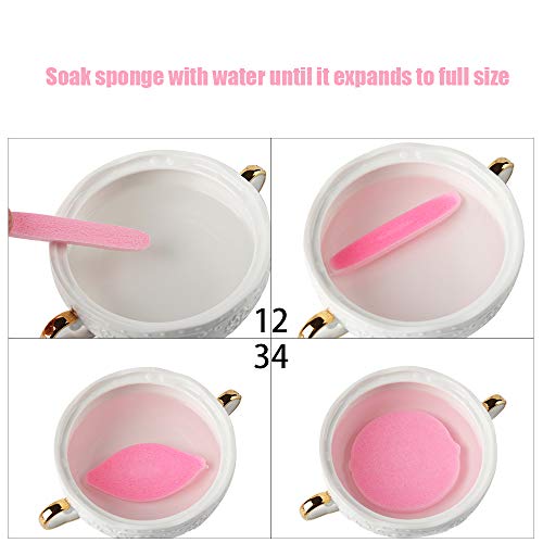 Esponja facial compactada, 240 contagem de pva de remoção de maquiagem profissional lavagem redonda de face sponge spa almofadas esfoliantes para mulheres, rosa