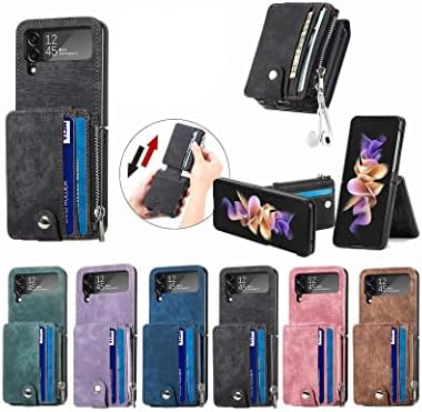 Caixa de carteira com zíper de luxo para Samsung Galaxy Z Flip 4 Tampa Z Flip 3 5G Coque protetor com bolsas de porta