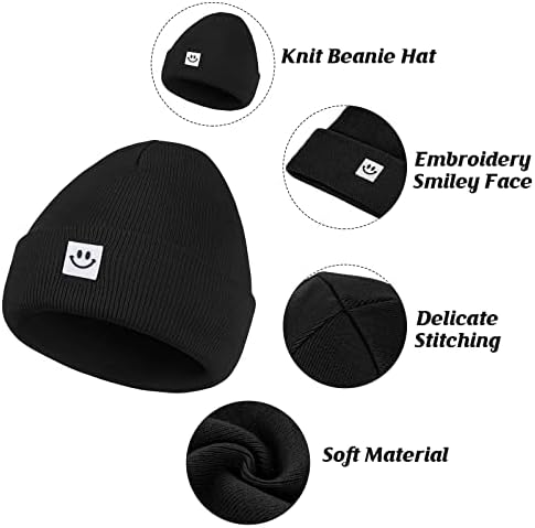 American Trends Beanie Hat for Men Mulheres Smiley Face Beanies Knit Soft fofo Skull Freanie Hats