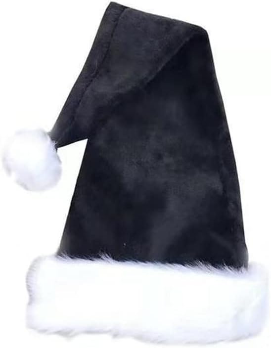 Eesll Papai Noel Hat preto luxuoso chapéu de pêlo branco traje de natal pom pom santa chapéu