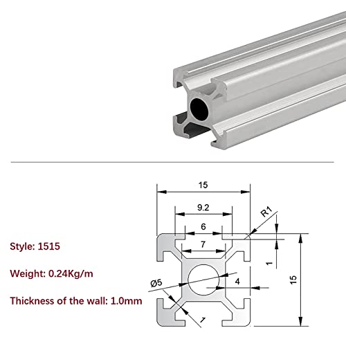 Mssoomm 10 pacote 1515 Comprimento do perfil de extrusão de alumínio 56,69 polegadas / 1440 mm Silver, 15 x 15mm 15 Série