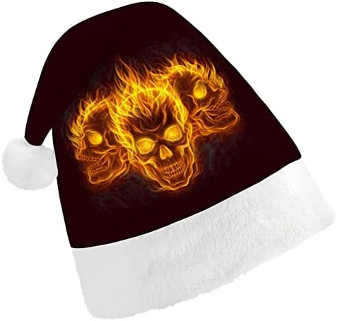 Flamejing Human Skulls Head Christmas Hat chapéu Papai Noel para adultos unissex Comfort Classic Xmas Cap para o feriado