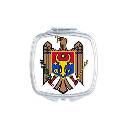Moldávia Europa emblema nacional espelho portátil composição de bolso portátil de dupla face de vidro