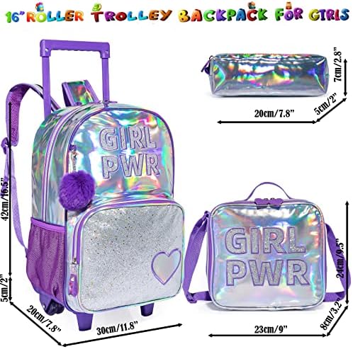 Egchescebo Kids Love Rolling Roller Backpack For Girls 3pcs Childrens Suitcases Lugars Lugar