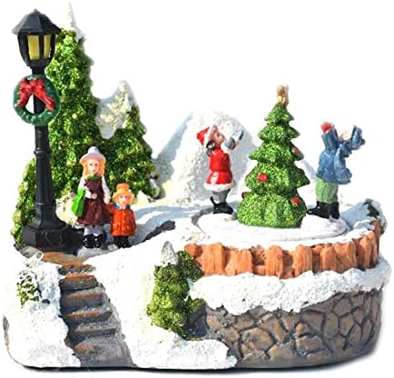 Jkll Christmas Village Resina estátua Estátua Decoração de Natal Casas Cenas de Natal Decorações internas Decorações internas e exibição