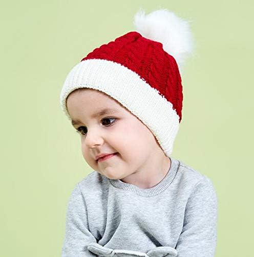 Kids Cable Knit Beanie Cap Pom-Pom Inverno quente Capull grosso Capinho de Natal Chapéu de Natal