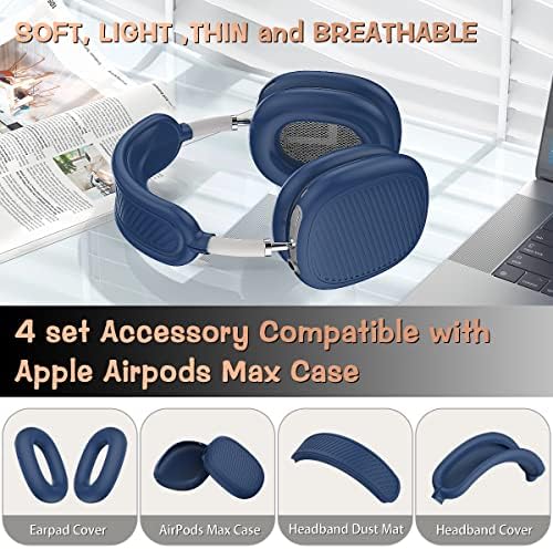 Woocon 4 Definir capa de silicone macio para AirPods Max Headhones, novos acessórios de capa de ouvido à prova de suor/capa