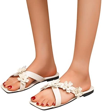 Strap Sandálias de flores de moda plana decorativa colorida senhoras casuais sandálias externas sólidas para mulheres