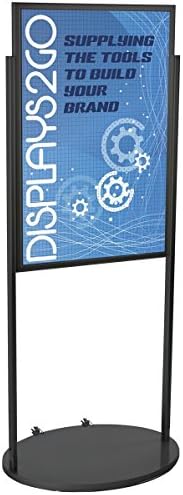 Displays2GO Dupla lados 24 x 36 polegadas Black Aluminium Poster Stand, porta -sinal de loja, com rodas