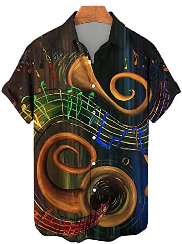 Camisas masculinas de verão Casual elegante mensalidade de personalidade Instrumentos musicais Digital 3D Impresso de manga longa