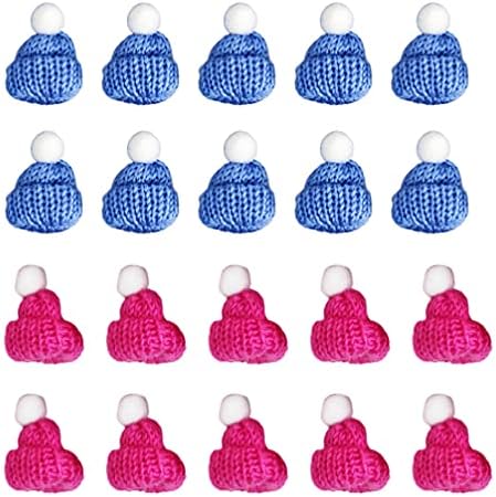 Aboofan 20pcs tricotes pequenos chapéu de Natal Papai Noel Caps de chapéu de natal Chete de cocar DIY Acessórios artesanais FAVORES