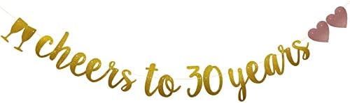 Felicidades de 30 anos de bandeira, guirlandas de papel glitter pré-estrung e ouro para suprimentos de decorações de festa de aniversário de 30 anos / aniversário, nenhuma assembléia necessária, Sunbetterland
