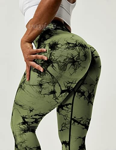 Voyjoy Tie Tye Dye Seisless Leggings para mulheres calças de ioga de cintura alta, calças elásticas de levantamento de