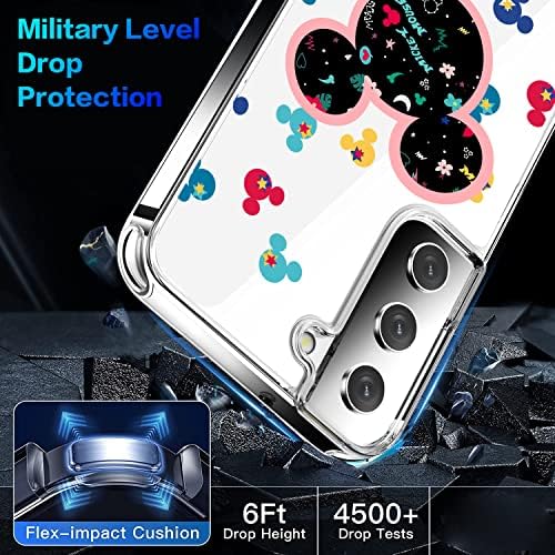 Caso Galaxy S22 Clear com design [não amarelado], Caixa fofa de Samsung Galaxy S22, capa de telefone de desenho animado Mickey