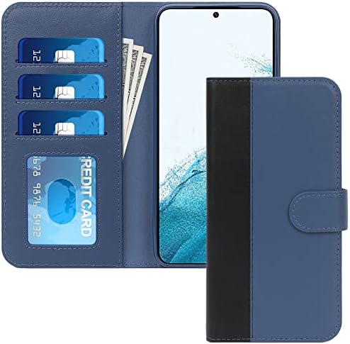 FYY PARA SAMSUNG GALAXY S22 5G CASE, [Couro genuíno] Caixa de telefone da carteira com suporte de cartão e capa de flip de