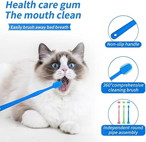 Cuecomer 3 embalagem de dentes de gato com cabeça de 360 ​​graus, cerdas de silicone de cerdas de cerdas de silicone,