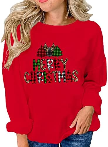 Qtocio feminino de lã de lã Tops Tops Crewneck Sweetshirts Girls Christmas Christmas Vintage Graphic Tshirt