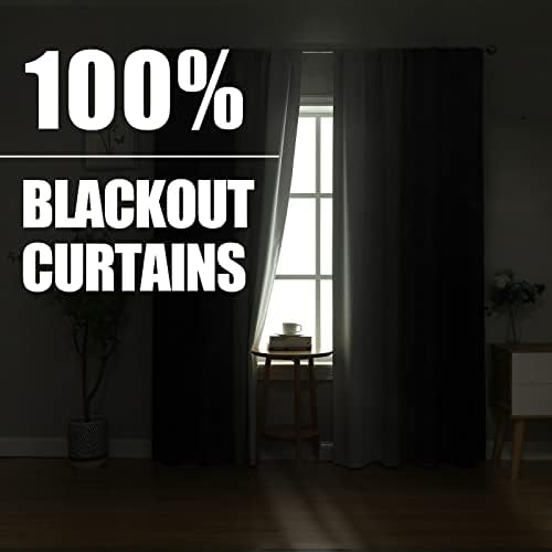 Texiler estelar cortinas de blecaute preto e branco para o quarto, bloqueando a luz de duas cortinas gradientes de tons com padrão de linha de onda, cortinas de bolso de haste escurecimento da sala para o quarto dos meninos, 52wx84l, 2 painéis