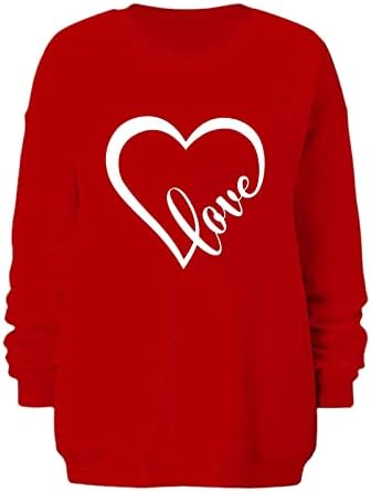 Womens Love Heart Sweatshirt Teen Valentines Camise
