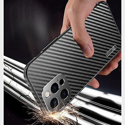 Bedcy Case para iPhone 14 Pro, tampa traseira à prova de choque de textura de fibra de carbono com proteção contra lentes