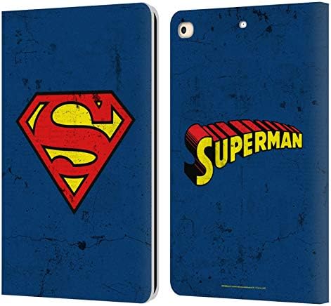 Caixa de cabeça designs oficialmente licenciados Superman DC Comics Logos Classic Leather Book Carteira Capa compatível com