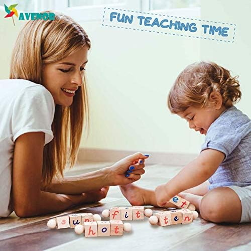 Avenor Blocos de leitura de madeira | 5 Conjunto de brinquedos divertidos de Montessori para crianças do jardim de infância