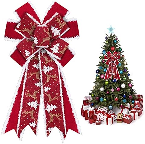 Abtols grandes arcos de Natal para grinalda, arestos de arbustos de brilho de veludo vermelho arcos de árvore de Natal